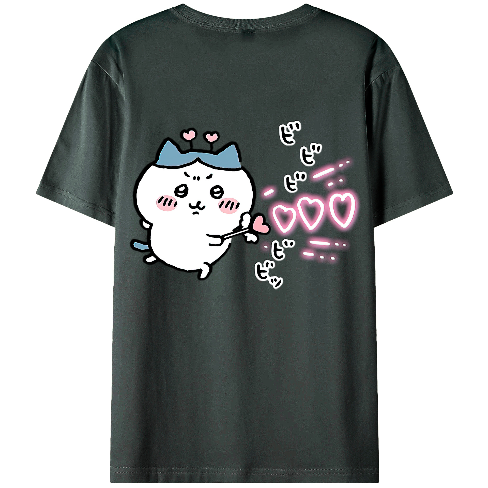 （画像用） ちいかわ ハチワレ Chii-kawa hachiware 綿100％ メンズ半袖Tシャツ（バックプリント） 通気性